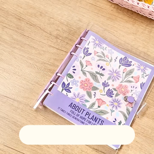 Square Loose Leaf Notebook Refillable Soft PVC Cover Ring Notebook Metal Ring Transparent Shell Writing Book Line/Blank