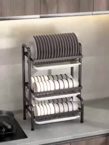 RAK PIRING RAK CUCI PIRING PENYIMPANAN DAPUR STAINLESS / DISH RACK MANGKUK PIRING / RAK PIRING DAPUR 3 SUSUN KOKOH - NARITA-3LAYER SHENARCORNER168