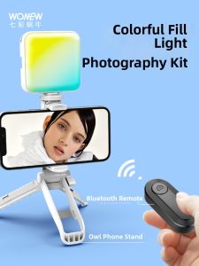 WONEW | Mini Portable Phone Stand for Vlog Live Streaming Selfie Tripod Light