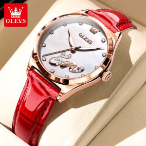 OLEVS Watch For Women Waterproof Original New 2023 Korean Style Leather Luminous Casual Quartz Fashion Ladies Watches Valentines Day Gift