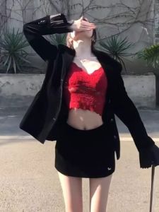 Hebe Style Velvet Jacket Skirt Set Elegant Two-Piece Summer New Arrival Long Sleeve Cotton Suit for Women 18-25 Years Old