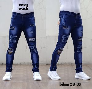 XTYasaa - {COD} Celana Jeans Emblem Pria Slim-Fit - Celana Jeans Pria Emblem Bikers New Arival - Celana Panjang Pria Terbaru - Celana Emblem Biksu Bordir Terlaris