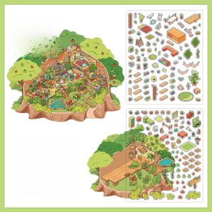 Infeelme Large Size Scenic Stickers My Little House Series 3D Landscape Galaxys Home Micro Miniature Scene Decorative Paper