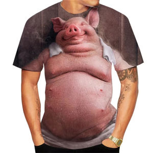 Summer Men T Shirt ClothingGuitar-Playing Pig 3D Printed Mens T Shirts Funny Summer Animals Women Short Sleeve Kid Tshirt Y2k