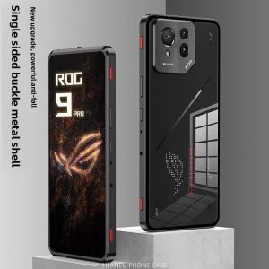 Single-Side Snap Metal Case for Asus ROG Phone 9 Pro Aluminum Frame Explosion proof HD glass Precision Camera Armor Protection Shockproof Cover