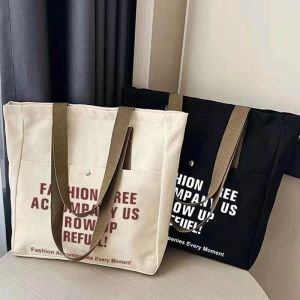 กระเป๋าผ้าใบ Tote Bag ทรงสี่เหลี่ยมจัตุรัสขนาดใหญ่สำหรับใส่ของใช้ประจำวัน กระเป๋าสะพายไหล่ผู้หญิง กระเป๋าใส่หนังสือ กระเป๋าผ้าใบสำหรับเดินทาง