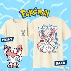 Pokemon Sylveon Printed T-shirt Childrens Casual Cotton Top Soft and Comfortable