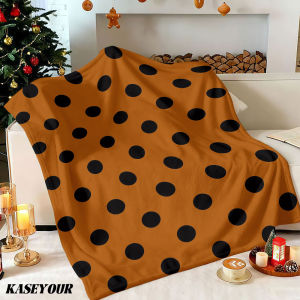 Beast Kingdom | Orange Black Polka Dots Winter Summer Flannel Blanket Throw Fleece Soft Fuzzy Plush Cozy Fleece Blankets for Sofa Ideal Gifts