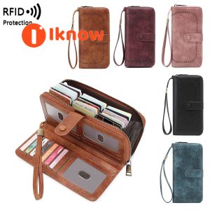 I know RFID Protected Multi-Card Slot Leather Wallet with Wrist Strap - Perfect for Secure Storage and Easy Access