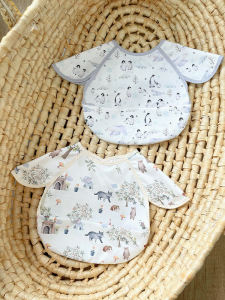 Waterproof Baby Apron Anti Dirt Eating Clothes for Kindergarten Childrens Smock Korean Style Polyester Fabric Infant Clothing