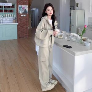 Premium Casual Sportswear Set Womens Spring Autumn Small Size Workwear Style Hoodie Pants Two Piece Early Autumn Whole Set