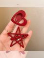 Ankela Red Star Heart Hair Clip Women's Side Bangs Frizz Control Duckbill Clip Elegant White Highlighting Hair Accessory. 