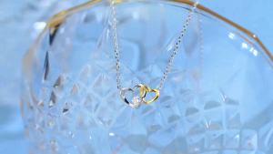Lab Grown Diamond Pendant Necklace | Double Heart Design S925 Silver Gold-Plated 16"-18"Adjustable One-year after-sales warranty-CRITI RORA