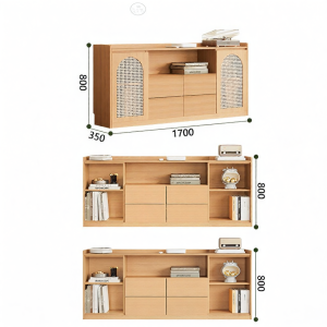 Natural Wood Storage Drawer Cabinet
