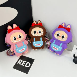 Childrens Silicone Crossbody Bag Cute Cartoon Design Small Girls Single Shoulder Bag Portable Wallet for Kids Ages 1-6