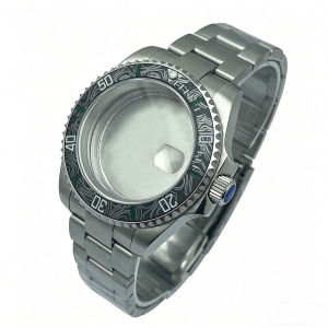 40mm NH35 Sliver Watch Case with Sapphire Crystal 120 Click Compatible with NH34/NH35/NH36 Movements Water-Resistant 28.5mm Dial