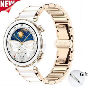 18mm Ceramic Stainless Steel Band for Huawei Watch GT7 GT6 GT5 Pro GT4 41mm 42mm Women Quick Fit Metal Strap Replacement Parts