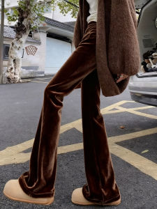 QFN | High-Waist Velvet Flare Slimming Trousers