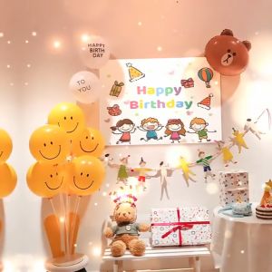 Set 10 bong bóng màu vàng hình mặt cười màu vàng rực rỡ size 25cm trang trí sinh nhật sự kiện