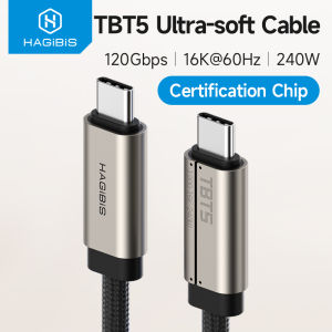 Hagibis | Hagibis TBT5 Cable Super Soft USB C Cable 120Gbps Bandwidth Boost 240W Charging 16K/8K Video Compatible with Thunderbolt 4