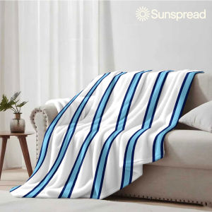 Beast Kingdom | Blue Stripe Soft Warm Flannel Blanket Lightweight Cozy Christmas Halloween Home Decor Room