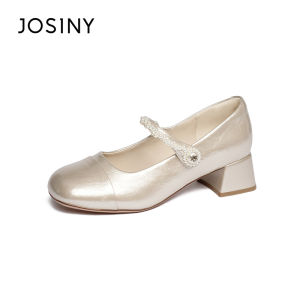 Josiny | French Style Small Heel Mary Jane Shoes Coarse Heel Ballet Style