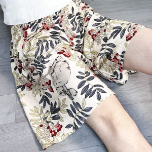 Ladies Loose Cotton Silk Floral Print Shorts Five-Point Pants Casual Thin Hanging Sensation Slimming Artificial Cotton Beach Pants