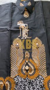 Kemeja Batik motif Wulusogan Lengan Pendek Lapis Furing- hitam