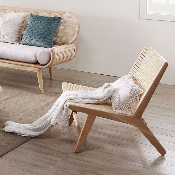 Nordic Rattan Chair Leisure Chair Single Recliner Household Rattan ...