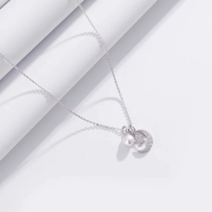 Dây chuyền bạc nữ mẫu mặt trăng sao chất liệu bạc 925 mẫu mới sang trọng APRIL JEWELRY DC017