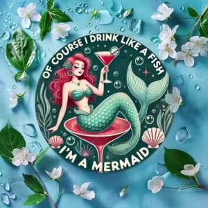 Bảng Hiệu Kim Loại Hình Tròn Mermaid Cocktail 8x8 Inch Bằng Sắt Trang Trí Tường Cho Quán Bar Gia Đình Quán Cà Phê - Chủ Đề Ven Biển Mộc Mạc