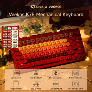 Akko | AKKO 5075 X Veekos K75 Gaming Mechanical Keyboard Keyboard 75% RGB 3/5-Pin Hot Swap Wired Customized Keyboard with Knob Gasket