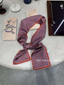 Ankela Red Double-Sided Thin Long Silk Scarf for Women Elegant Style Spring Autumn Shirt Matching Bow Tie Headband