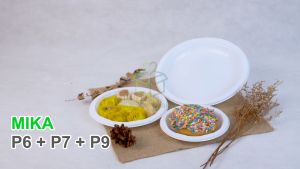 [1 PACK] Mika Piring Plastik P6 P7 P9 Isi 50 Pcs Piring Makan Sekali Pakai Putih Susu