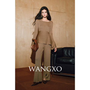 WANGXO | Bộ Quần Áo Len Mềm Thoáng Khí với Sợi Vàng