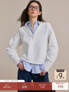 100% Cotton Long Sleeve Deep V Neck Sweatshirt Womens Spring Fashion Versatile Layering T-Shirt Bohemian Style Casual Wear