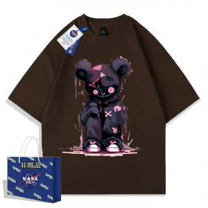 Fashion Cartoon Print Cotton Five-eighths Sleeve T-shirt