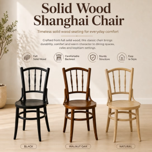 Familystar2u Solid Wood Shanghai Chair For Kopitiam Use Cafe Dining Chair Full Solid Wood Furniture