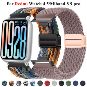 Nylon Braided Strap for Xiaomi Band 8 Pro/9 Pro Magnetic Buckle Breathable Comfortable Replaceable Band for Redmi Watch 5/4 Belt