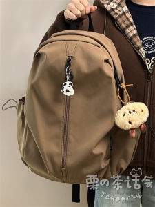 Schoolbag Female College Student Ins Non-Printed Style Minimalist Large Capacity Backpack Junior High School Student High School Travel Backpack Male Fashion