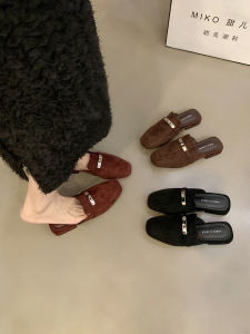 Fashionable Korean Style Single Shoes Womens Slip-On Mules Flat Bottom Head Covering Half Slippers Casual Spring Autumn