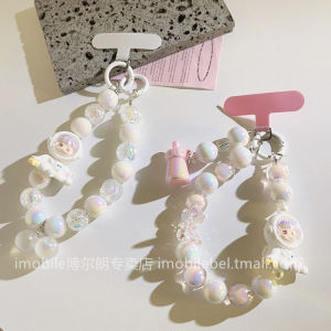 DIY Young Adult Heart Cartoon Cute Pendant Bracelet for Phone Case Neutral Apple Huawei Xiaomi Oppo/Vivo with Clip Creative All-Match Cellphone Chain Portable Wristband Key Bracelet