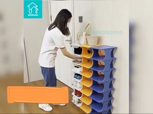 WeHome Multi-tier Shoe Rack Stackable Shoe Storage Organizer Shelf Strong Durable Easy Installation Colorful Shoes Rack Save Space