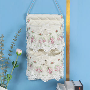 Wall Hanging Fabric Storage Bag Bedroom Door Back Bedside Magic Storage Pouch Organizer European Style Cotton Material Handmade