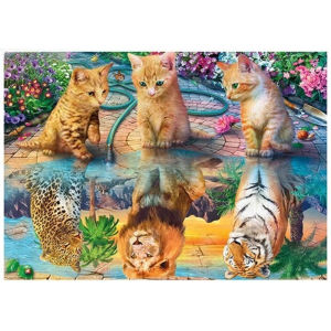 Paper Jigsaw Puzzle 500 1000 1200 2000pcs Cat Looking At Its Reflection in Water for Adults Relaxing Hobby Present