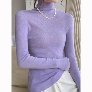 PEIXI | Elegant Purple High Neck Sweater Knit Top