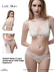 Lace See-Through Front Clasp Gather Underwear Set