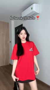 Áo thun tết form rộng cổ tròn chất vải cotton 4c co giãn thoáng mát ATD1743 Miucho in mix