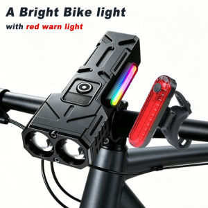 Bicycle Headlight USB Rechargeable Bright LED Bike Light Digital Display Waterproof Flashlight for Night Riding Hiking Camping