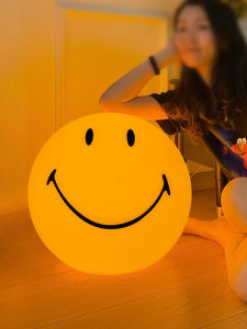 Smiling Face Night Light Warm Color Bedroom Home Decorative Lamp Childrens Princess Room Floor Standing Table Lamp